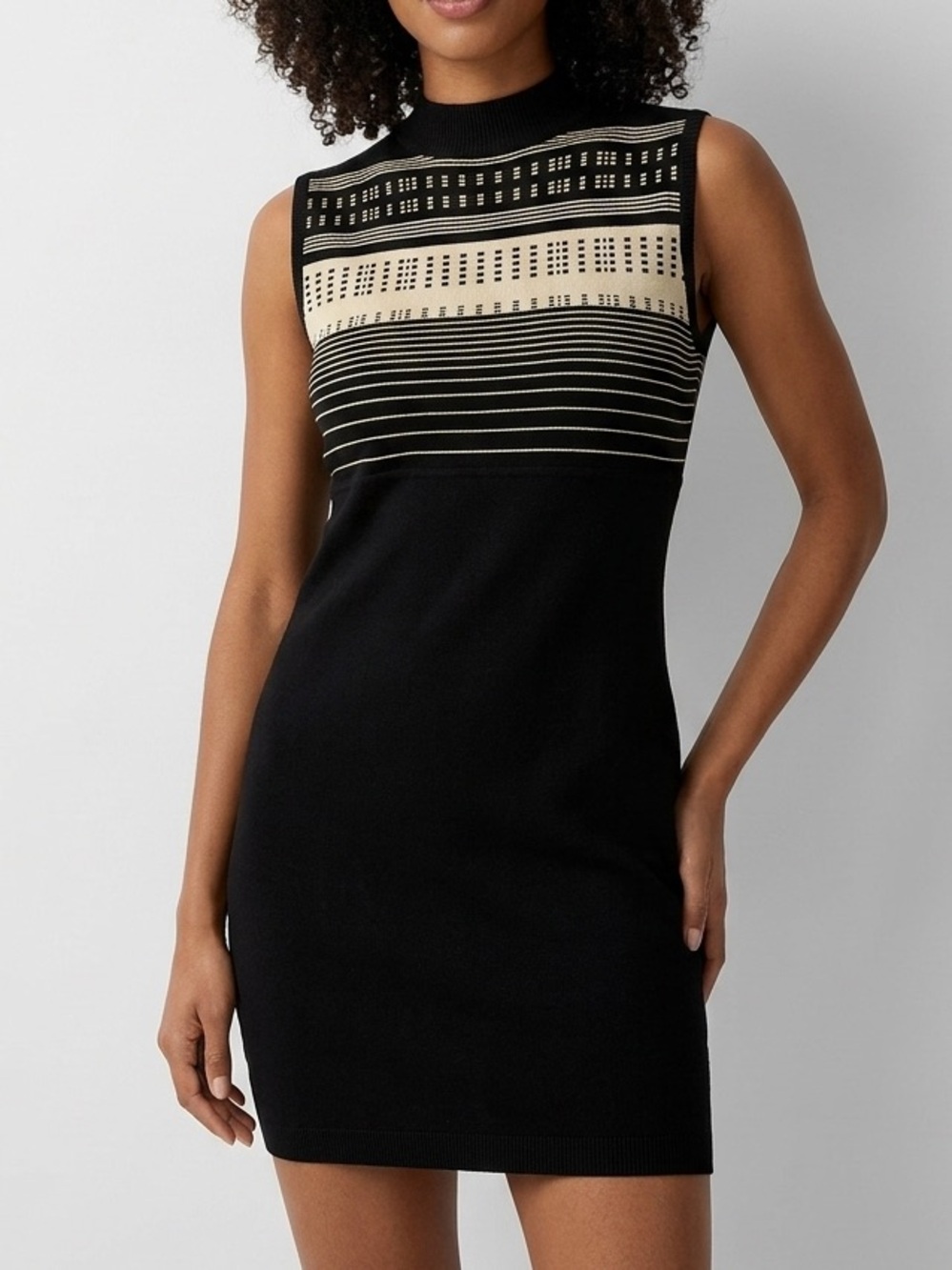 Liz Claiborne Sleeveless Mock Neck Knit Fitted Mini Dress Size Large